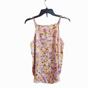 Ann Taylor High Neck Floral Blouse - Purple and Yellow